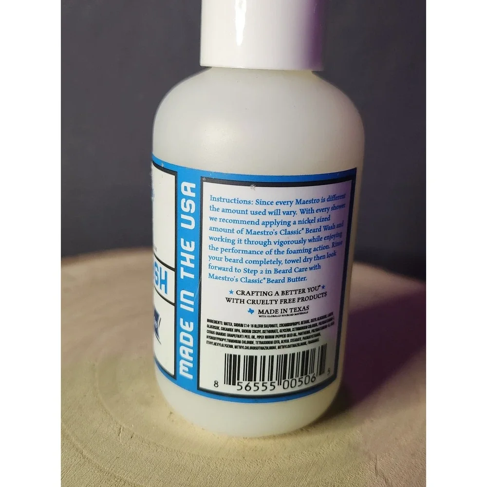 Maestro's Classic Mark of a‎ Man Blend Beard Wash~4 fl oz~NEW~Grooms & Cleans